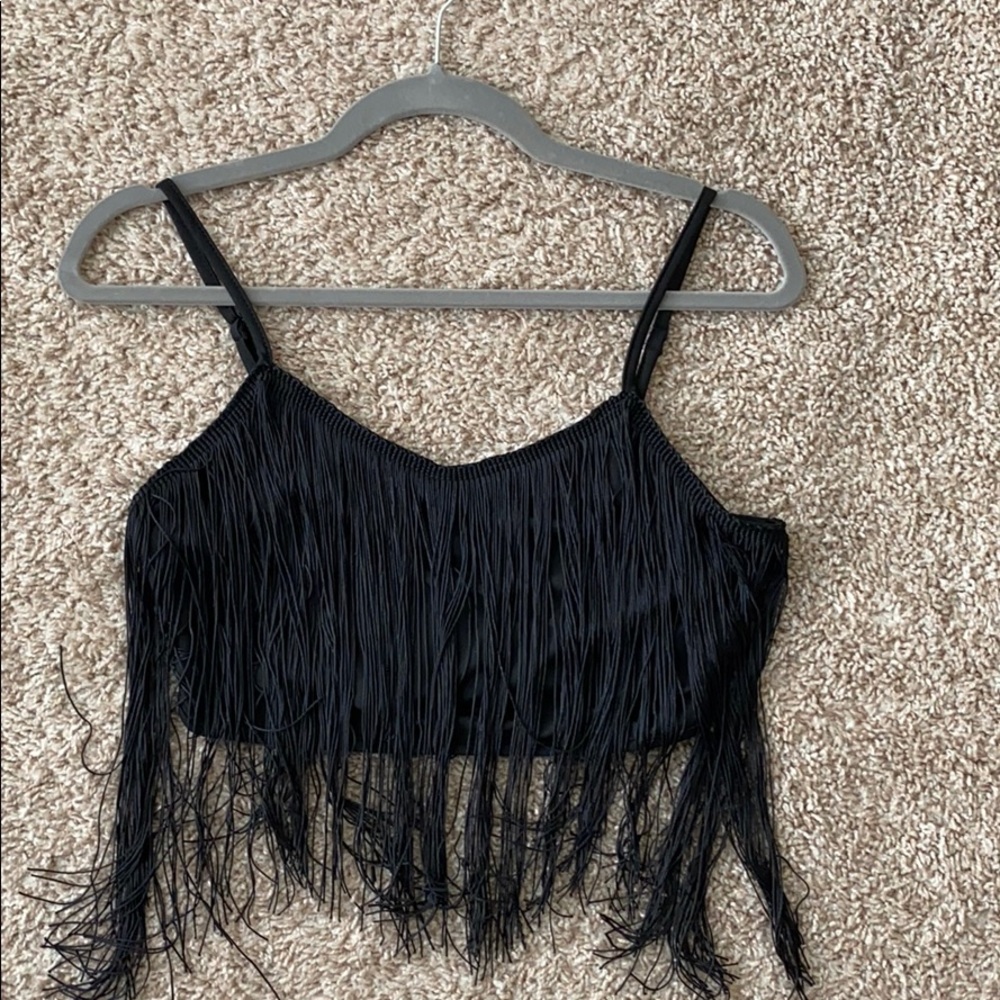 Black Fringe Crop top